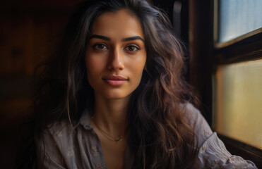 Fototapeta premium Closeup of a young Indian woman