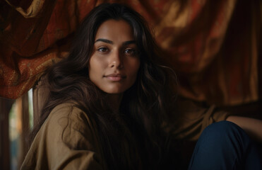 Naklejka premium Closeup of a young Indian woman