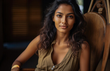 Fototapeta premium Closeup of a young Indian woman