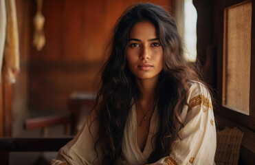 Fototapeta premium Closeup of a young Indian woman