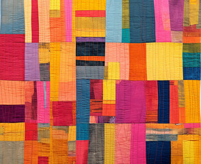 colorful quilt: squares and rectangle scrap