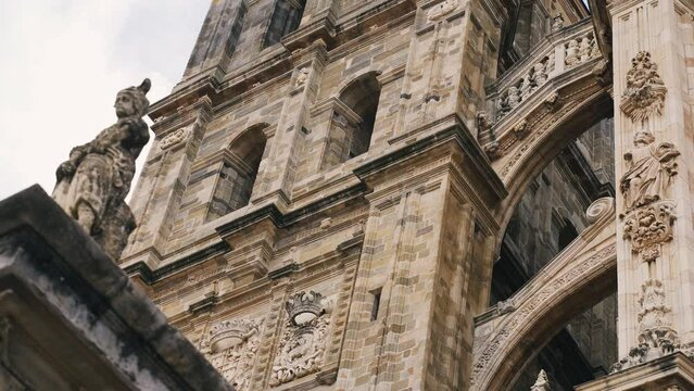 View of the details of the facade of the Cathedral of Santa Maria de Astorga.