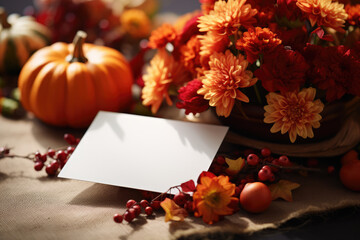 Naklejka na ściany i meble A close-up of a person's hand writing heartfelt Thanksgiving cards to express gratitude. Generative Ai.