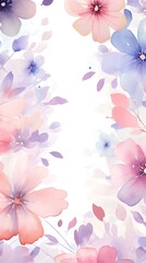 watercolor background with flowers, muted subtle color, best used for card background