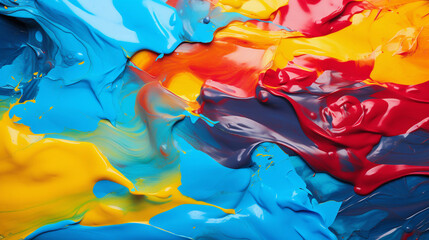 abstract colorful background, top view of creative multicolored paint on a surface