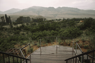 wooden bridge in the mountains