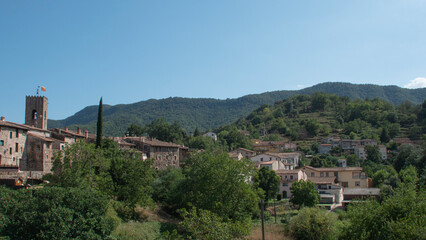 Picturesque view of the tourist village of Santa Pau in Catalonia.