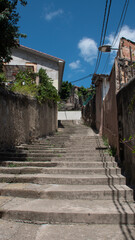 Fototapeta na wymiar Street with stairs in the town of Olot