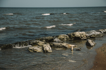 Caspian sea. Beach in Mahachkala