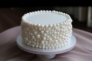 Obraz na płótnie Canvas White wedding cake decorated with pearls.