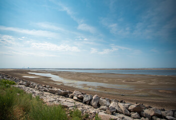 Zaporizhzhia thermal power station - largest in Europe with terrible Disaster Ecocide landscape of dried up Kakhovka Reservoir in Zaporizhzhia region as result of Kakhovka Dam damaging on 6 June 2023