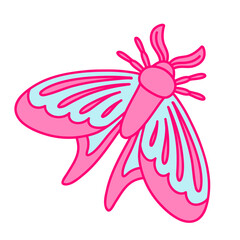 Butterfly in blue and pink colors. Nostalgia for the 2000 years. Y2k style.