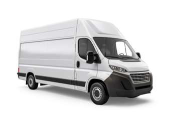 White delivery van isolated from the background