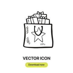 Shopping Bag icon vector. Linear-style sign for mobile concept and web design. Shopping Bag symbol illustration. Pixel vector graphics - Vector.