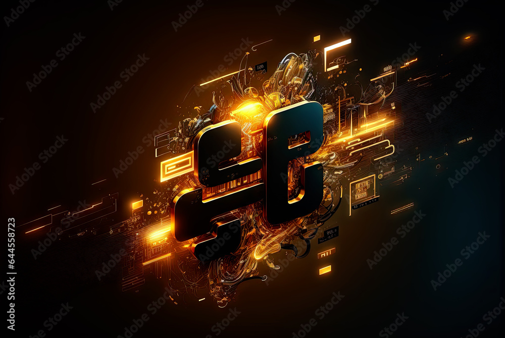Aufkleber Abstract science and technology background with shiny connection elements and sci-fi intefrace. Tech abstraction wallpaper.
