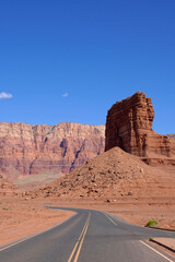 Desert Road Near Lees Ferry and Vermilion Cliffs In Arizona