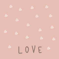 February 14 postcard, love you card, vector, lettering, soft