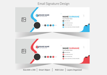 Modern and minimalist email signature or email footer template, Business email signature with an author photo place modern and minimal layout