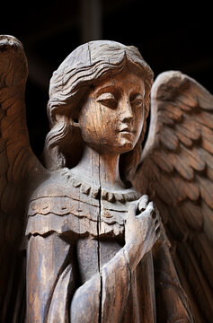 wooden carving of angel, czech republic, 2002