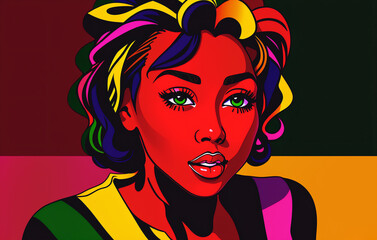 Beautiful african american woman in pop art style. 