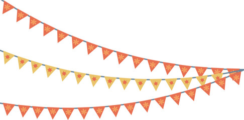 festive orange - yellow flags in vector, party, joyful event
