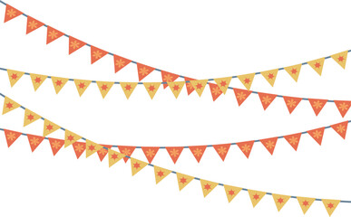 Obraz premium festive orange - yellow flags in vector, party, joyful event