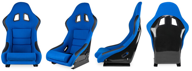set collection of blue black carbon fiber motorsport race car tuning  sim racing bucket seat...