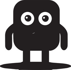 Happy flat emoji character vector illustration black color