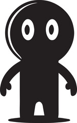 Happy flat emoji character vector illustration black color