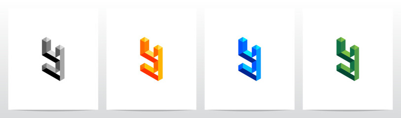 Transparent Isometric Hollow Frame Letter Logo Design Y
