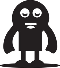 Happy flat emoji character vector illustration black color