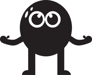 Happy flat emoji character vector illustration black color