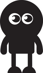 Happy flat emoji character vector illustration black color