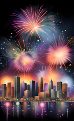 Fototapeta na wymiar Illustration of fireworks celebration.