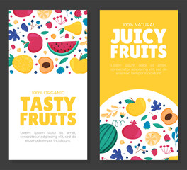 Fruit and Leaves Banner Design with Sweet Plant Vector Template