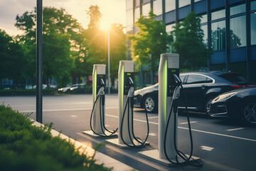 Efficient Charging for the Future Modern Fast Electric Vehicle Chargers Ready to Power Up Cars in the Park