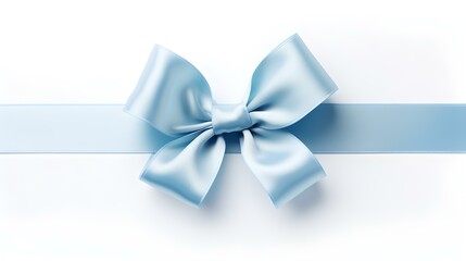 Blue Gift Ribbon with a Bow on a white Background. Festive Template for Holidays and Celebrations
