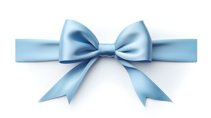 Blue Gift Ribbon with a Bow on a white Background. Festive Template for Holidays and Celebrations
