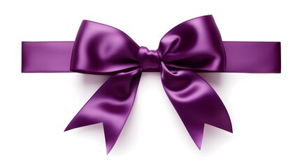 Dark Purple Gift Ribbon with a Bow on a white Background. Festive Template for Holidays and Celebrations
