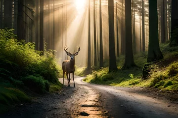 Foto op Plexiglas deer in the forest GeneratedAI © asma