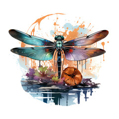 A dragonfly t-shirt design that showcases the dragonfly as a symbol of resilience and adaptability, Generative Ai