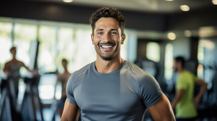 Obraz premium Portrait of athletic man in a gym