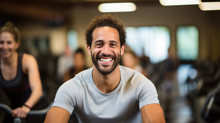 Obraz premium Portrait of athletic man in a gym