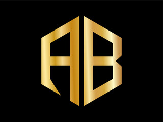 3d golden cube ab logo