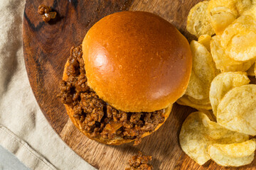 Homemade BBQ Sloppy Joe Sandwich