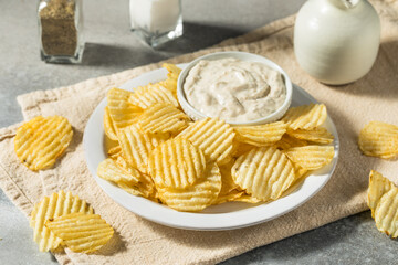 Organic Crinkle Potato Chips and French Onion Dip