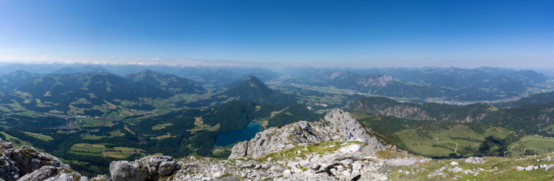 Scheffauer, Austria, Hiking Trail in Alps near Kufstein, Peak, Panorama with Inn and Wörgl