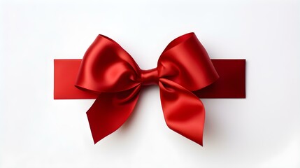 Fototapeta premium Dark Red Gift Ribbon with a Bow on a white Background. Festive Template for Holidays and Celebrations 