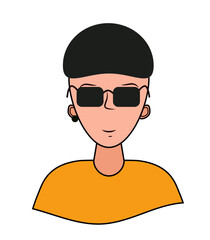 Guy in glasses with an earring. Vector illustration.
