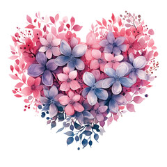 watercolor heart bunch for valentine, clipart